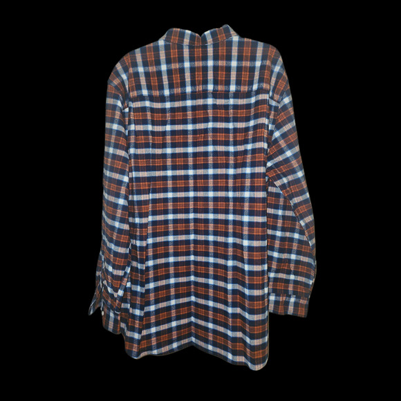 Hawker Rye Oxford Plaid‎ Blue & Orange Mens Shirt Stretch size XXL 2X Button Up - Picture 2 of 3